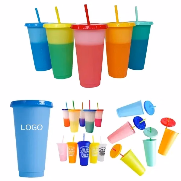 24 oz Color Changing Reusable Plastic Cups