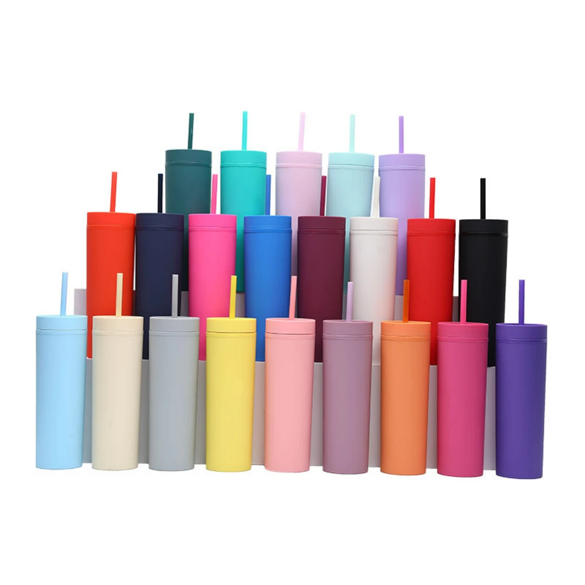 16 oz Solid Color Straw Cup 1