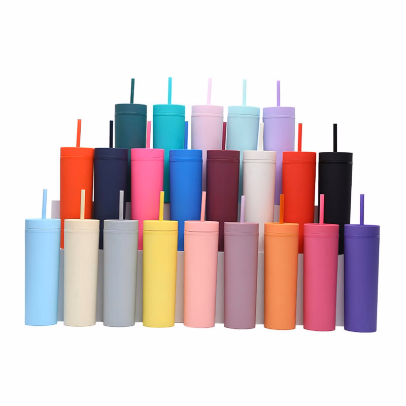 16 oz Solid Color Straw Cup