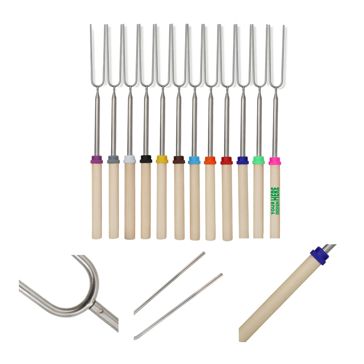 MOQ 50 Stainless Steel Telescopic BBQ Skewers 1