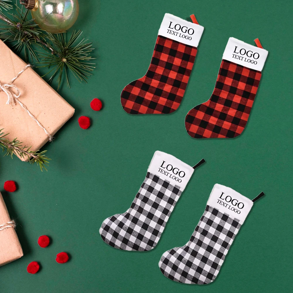Plaid Christmas Stocking Ornament (Large) 1