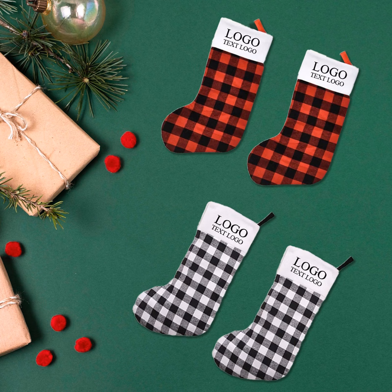 Plaid Christmas Stocking Ornament (Large)