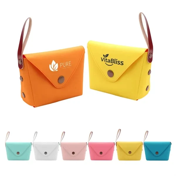 Custom Mini PU Leather Snap Coin Purse with Strap Handle — Silkscreen Pouch 1