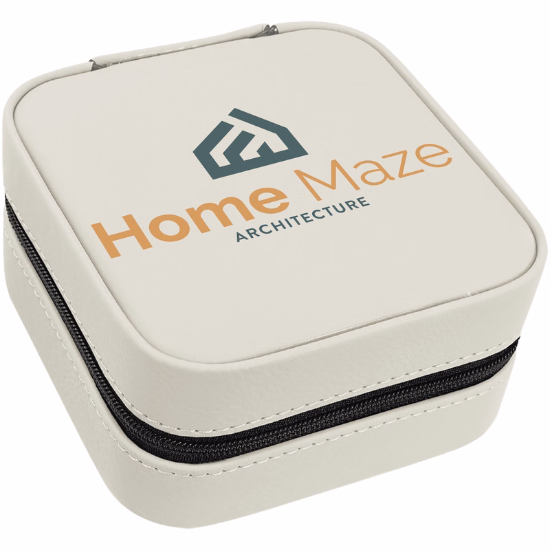 White Leatherette Travel Jewelry Box
