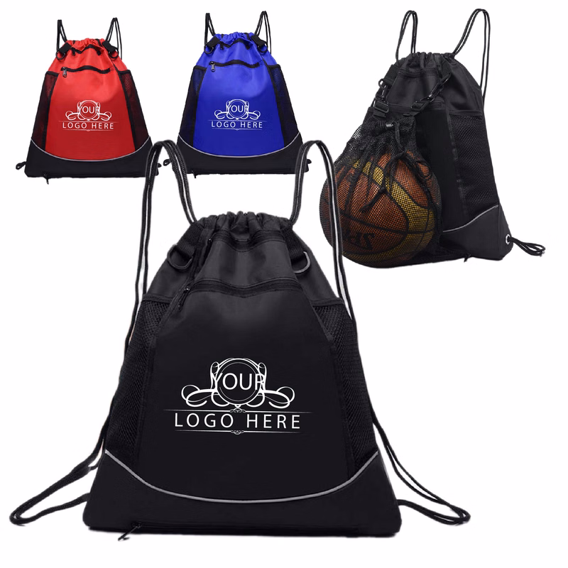 Basketball Net Pocket Drawstring Backpack Bags