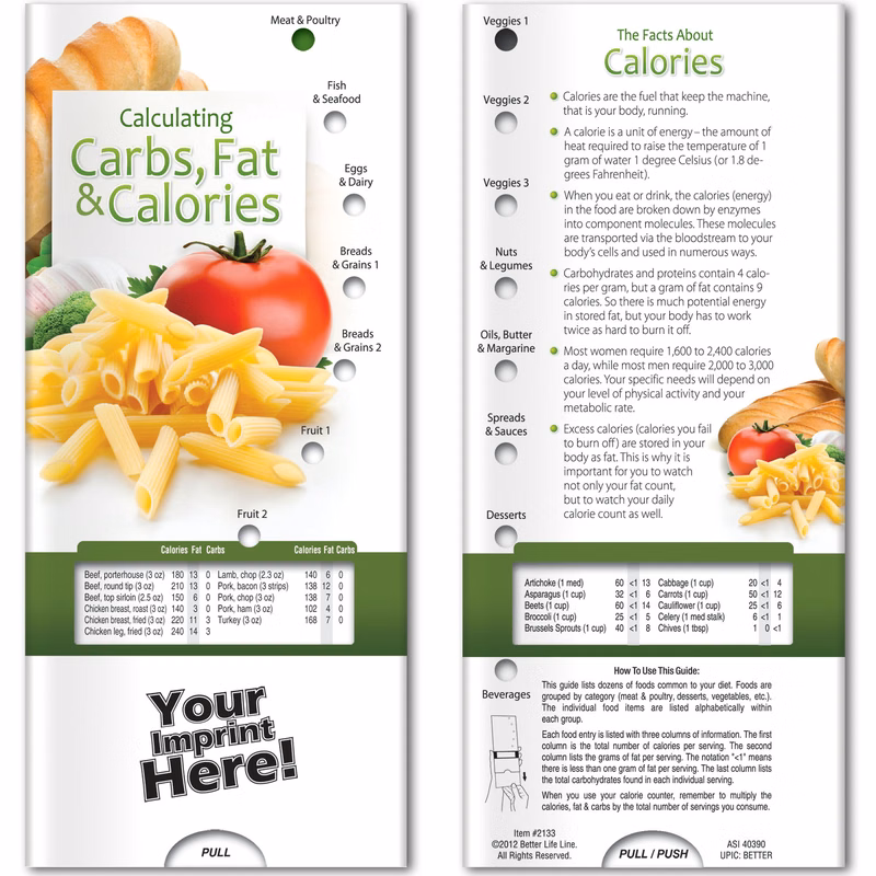 Pocket Slider - Calculating Carbs, Fat, and Calories
