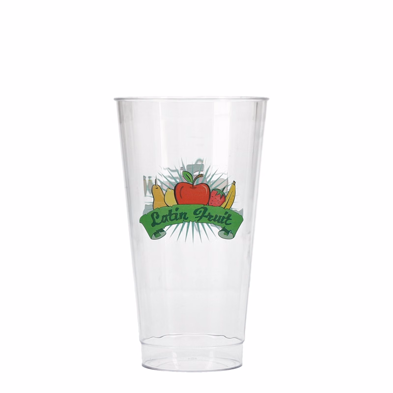 16 oz Hard Plastic Fluted Cup Clear Digital Print