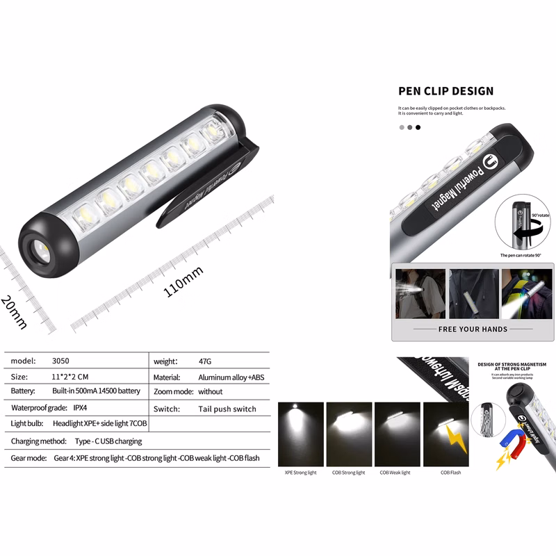 Usb Rechargeable Magnetic Flashlight