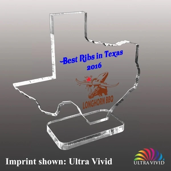 State of Texas Shaped Acrylic Award - Ultra Vivid Color 1