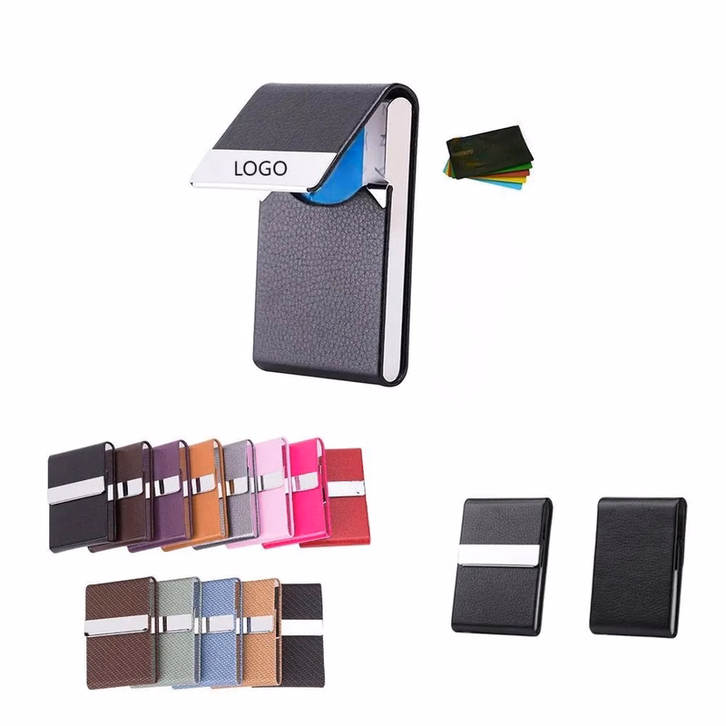 Leather Business Card Holder with Magnetic Closure