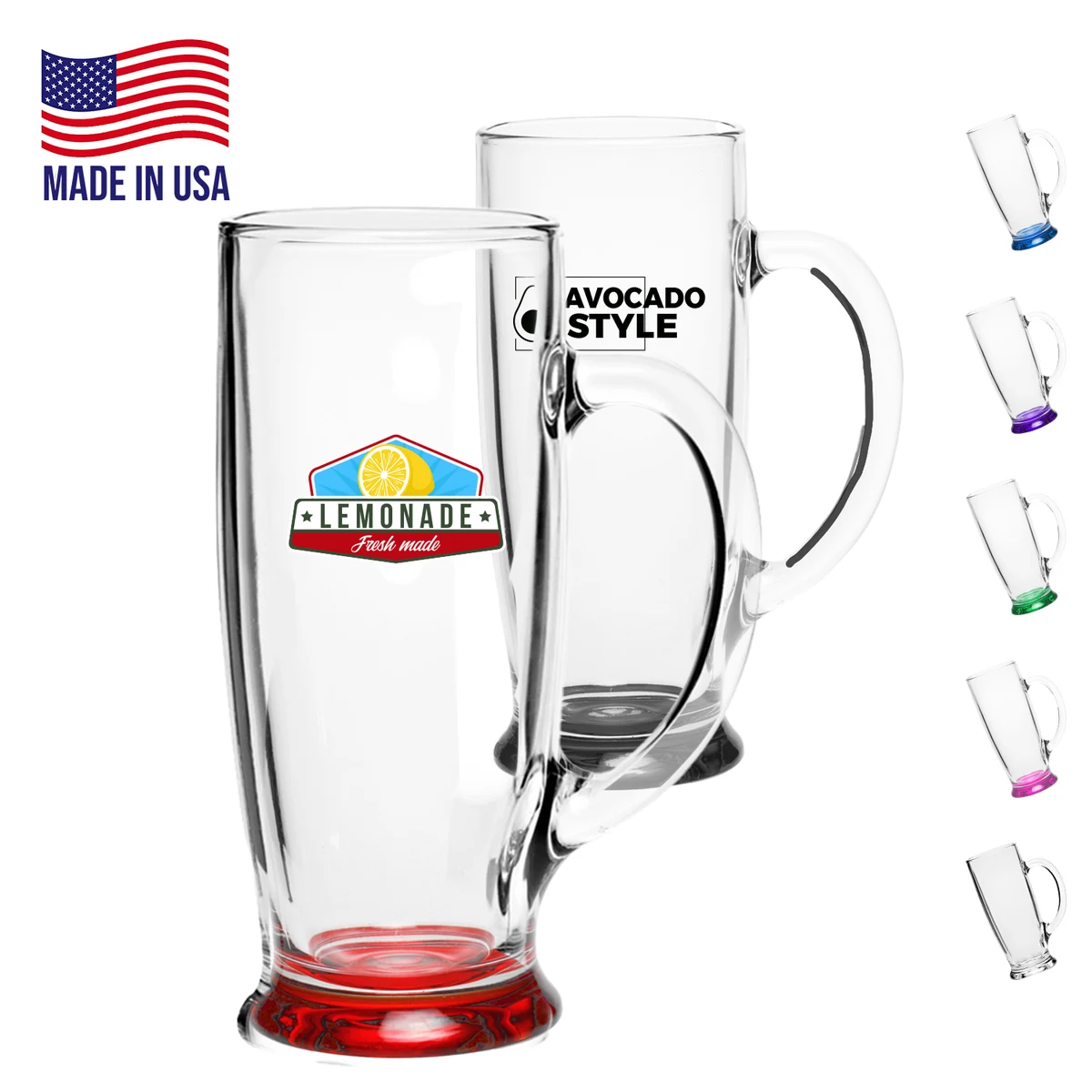 16 oz. USA made Slim Design Clear Wall Glass Mugs 1