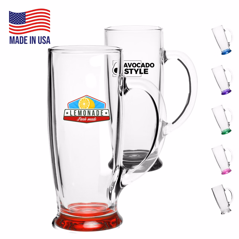 16 oz. USA made Slim Design Clear Wall Glass Mugs