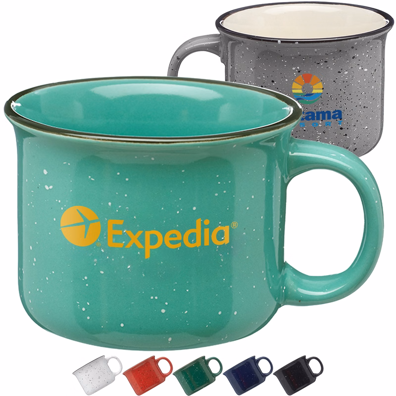 7.5 oz. Campfire Speckled Ceramic Coffee Mugs w/ Flared top