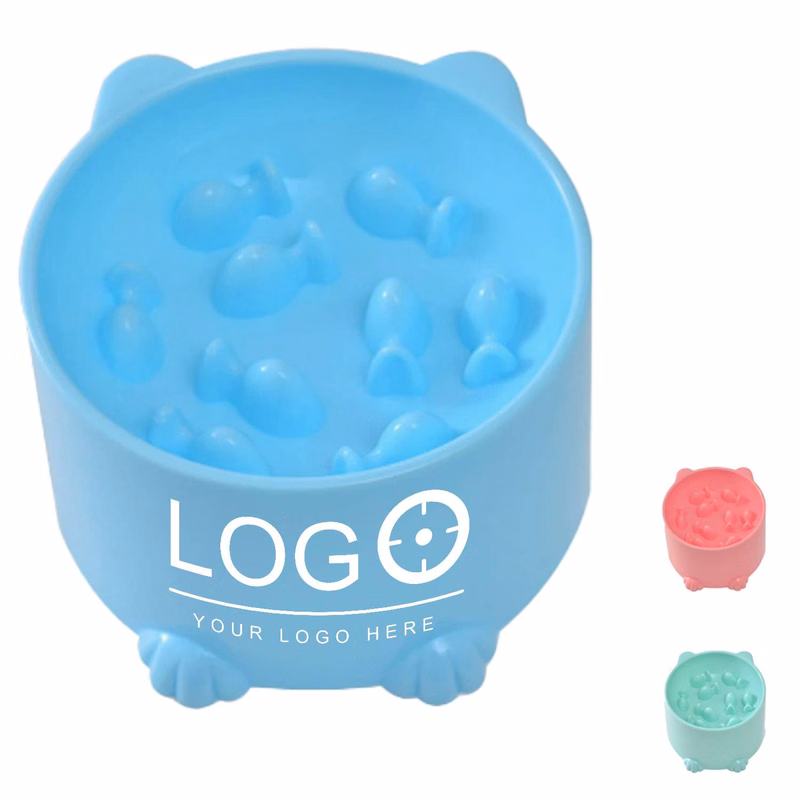Plastic Raised Slow Feeder Pet Bowl