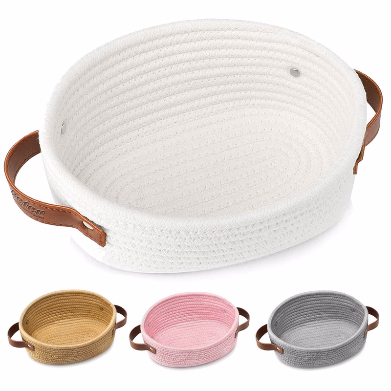 Large Capacity Durable Foldable Cotton Rope Storage Basket