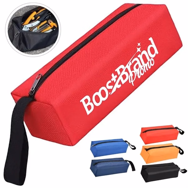 Custom Compact Zippered Utility Pouch with Handle — Office & Travel Organization