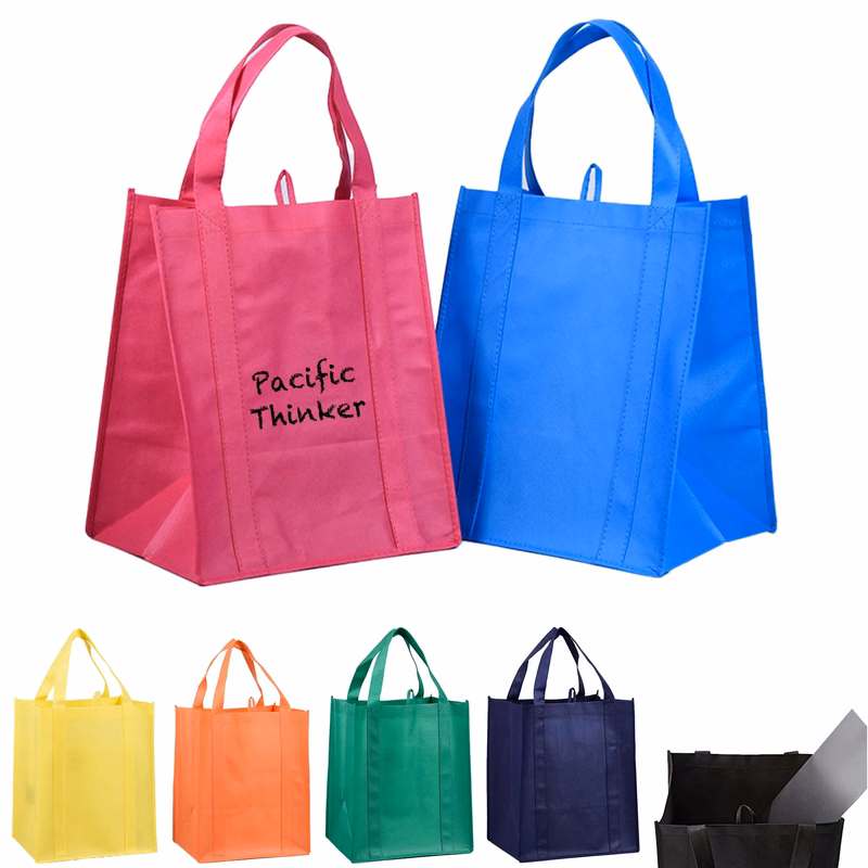 Non-Woven Grocery Tote Bag with a plastic bottom