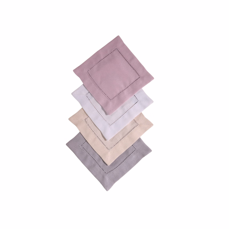 6"x6" Hollow Stitch Linen Coaster Square Fabric Napkin