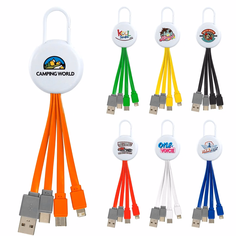 WHITE VIVID CLIP 3-IN-1 DUAL INPUT CHARGING CABLE