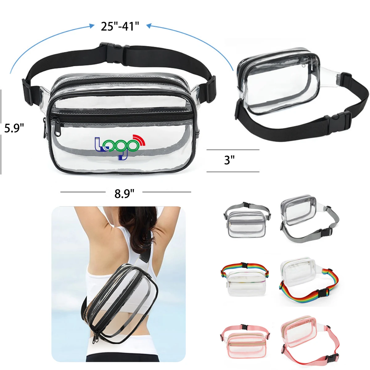 MOQ 50 PCS Stylish Transparent Waist Bag 1