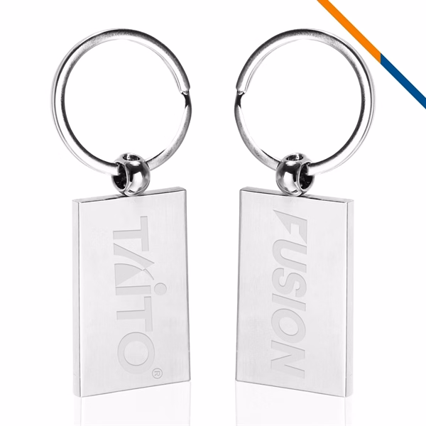 Custom Polished Chrome Rectangle Keychain 3x1 — Full-Color Corporate Giveaway