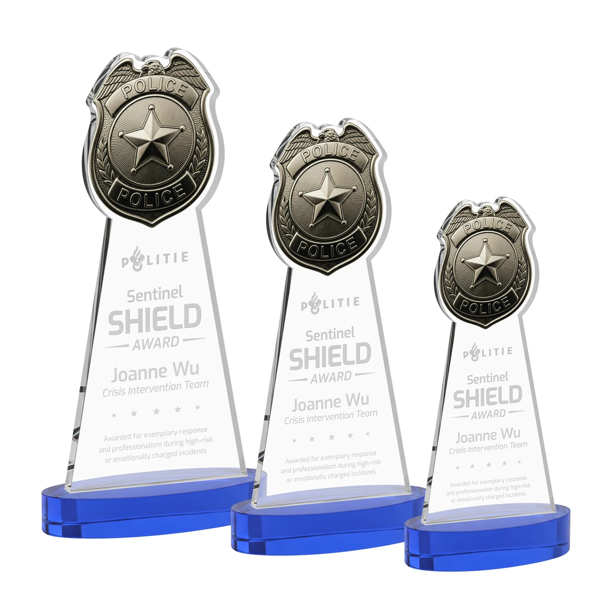 Police Badge Award on Alberton Base - Blue 1