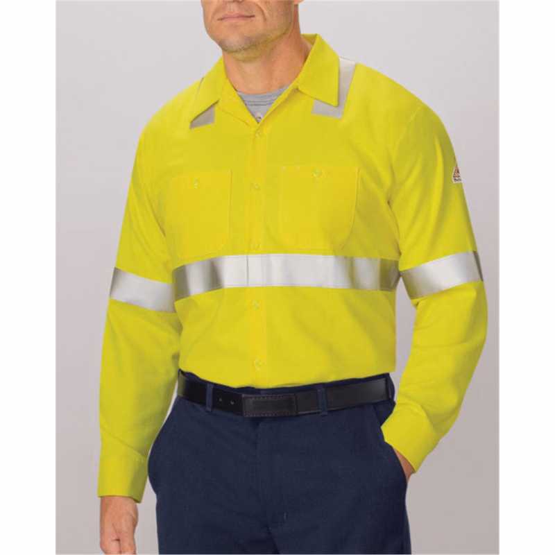 Men's Tall High Visibility Long Sleeve Work Shirt - SMW4T