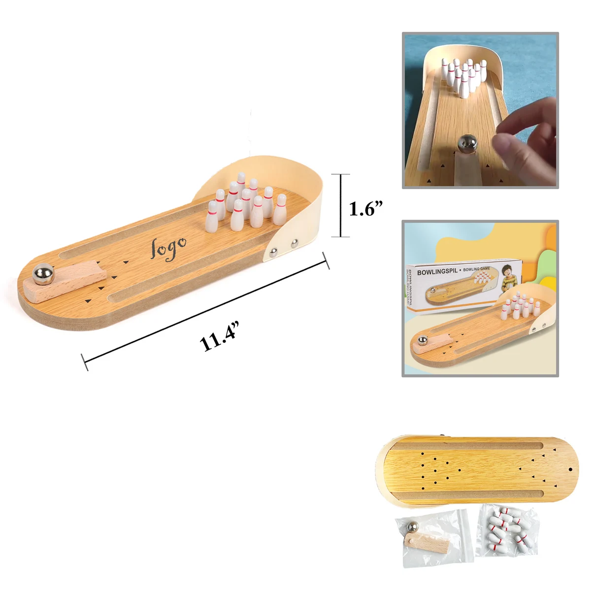 MOQ25 Wooden Mini Bowling Game for Kids Interactive Play 1
