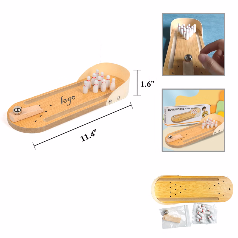 MOQ25 Wooden Mini Bowling Game for Kids Interactive Play