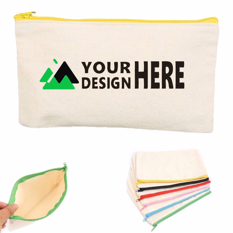 Canvas Zipper Pencil Coin Purse Cosmetic Bag