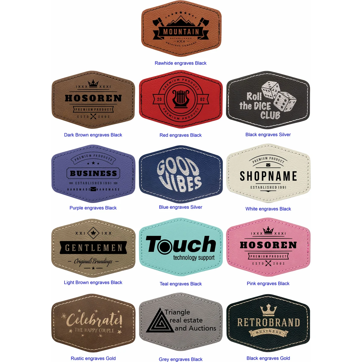 3" x 2" Hex Leatherette Patch with Adhesive 1