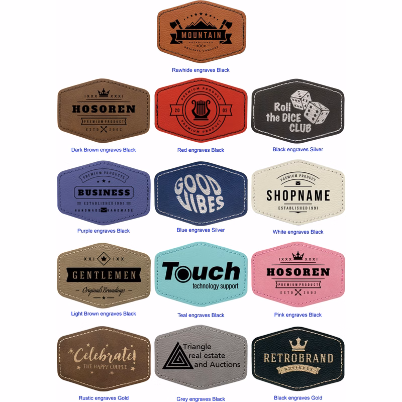 3" x 2" Hex Leatherette Patch with Adhesive