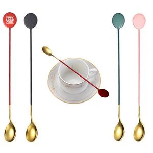 Dual Color Round Tail Stainless Steel Stirrer Spoon, custom kitchen gadget with logo imprint 1