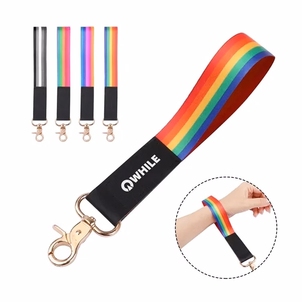 Custom 7-Inch Polyester Wrist Lanyard with Swivel Hook — Portable ID & Key Holder