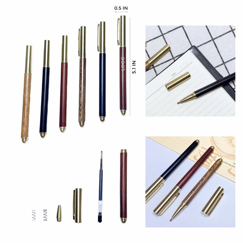 MOQ 10 PCS Elegant Brass Pen With Sandalwood Pen Body