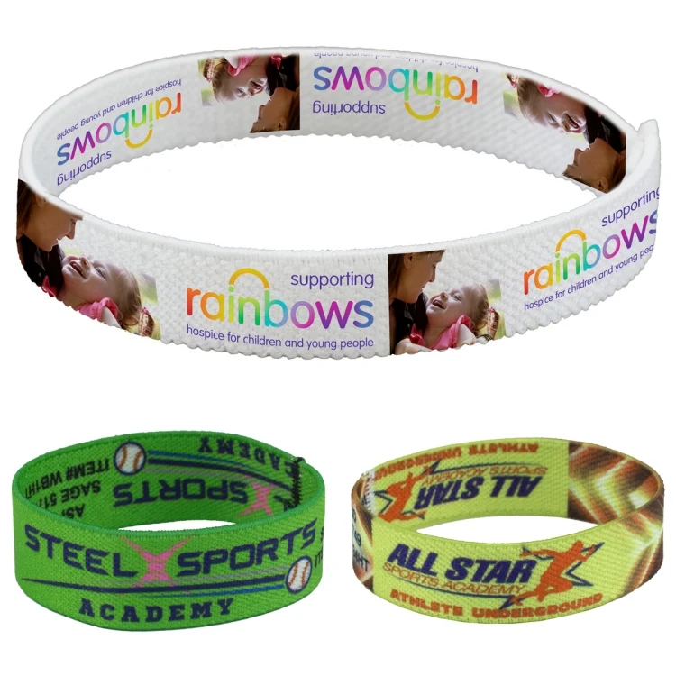 "WRIST TWIST" - 1" Stretchy Elastic Dye Sublimation Wristbands - PhotoImage ® Full Color Imprint 1