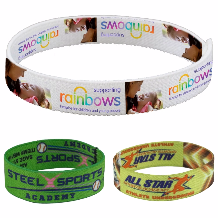 "WRIST TWIST" - 1" Stretchy Elastic Dye Sublimation Wristbands - PhotoImage ® Full Color Imprint