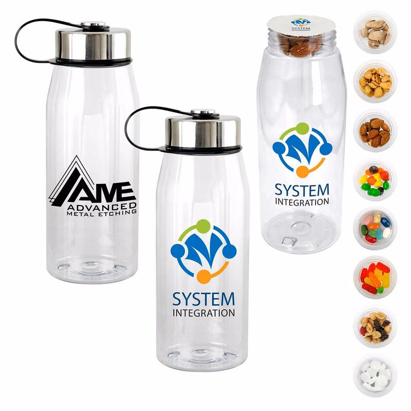 Metal Lanyard Lid 32 oz. Snack Bottle