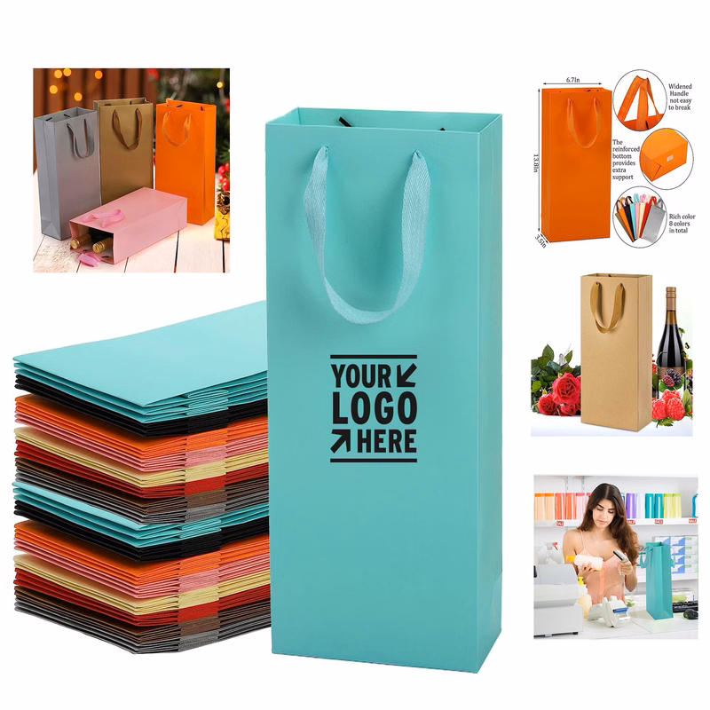 6.7" L X 3.5" W X 13.8" Deep Double Paper Wine Bag