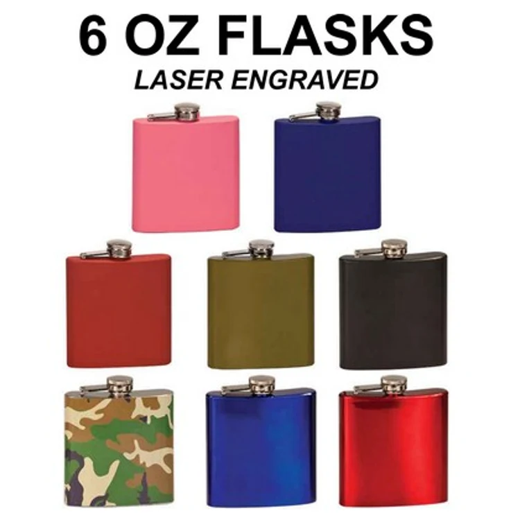 6 Oz. Single Flask, custom water bottle with logo imprint 1