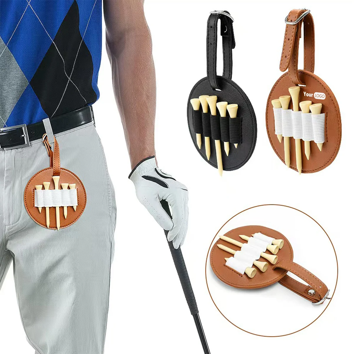 Leather Logo-Ready Golf Tee Carrier 1