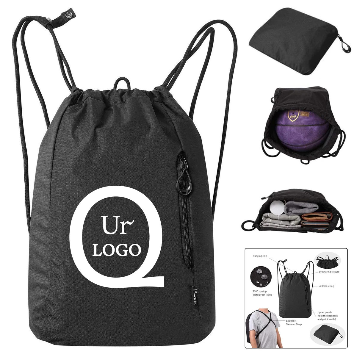14.57X18.11 Inch Terylene Drawstring Backpack 1