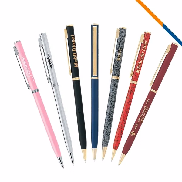 Custom Metal Twist Action Ballpoint Pen with Gold Trims — Elegant Daily Writer