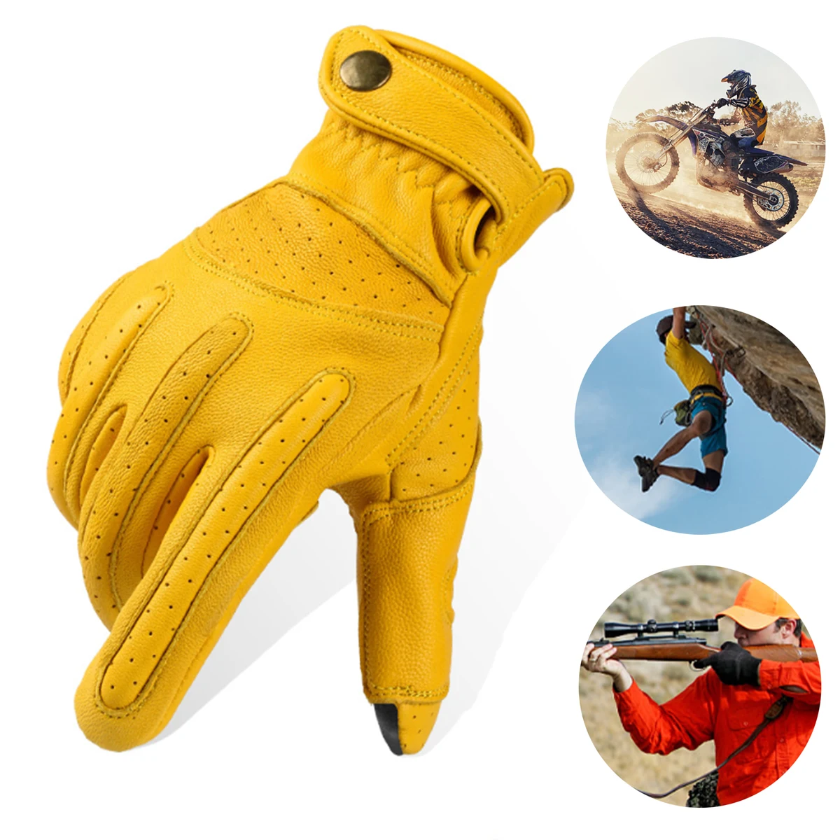 Premium Leather Motorcycle Touchscreen Gloves 1