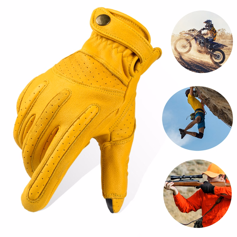 Premium Leather Motorcycle Touchscreen Gloves