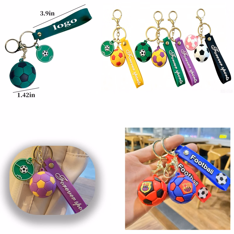 Soft Rubber Football Keychain Pendant