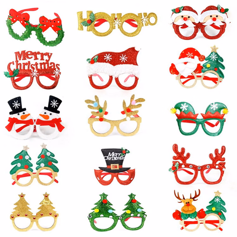 Christmas Party Glasses Glitter Frames (14Pcs)