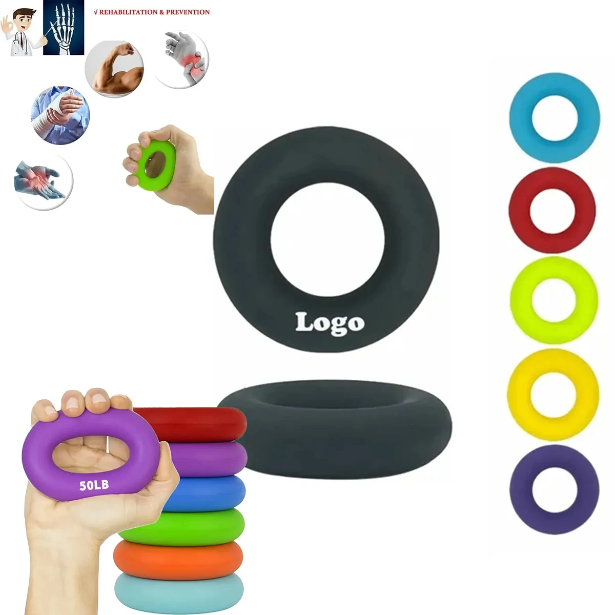 Silicone Rubber Portable Strength Hand Grip Ring 1