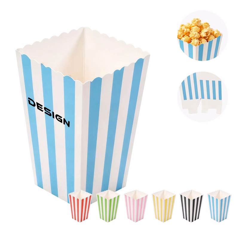 Striped Scalloped Edge Paper Popcorn Boxes