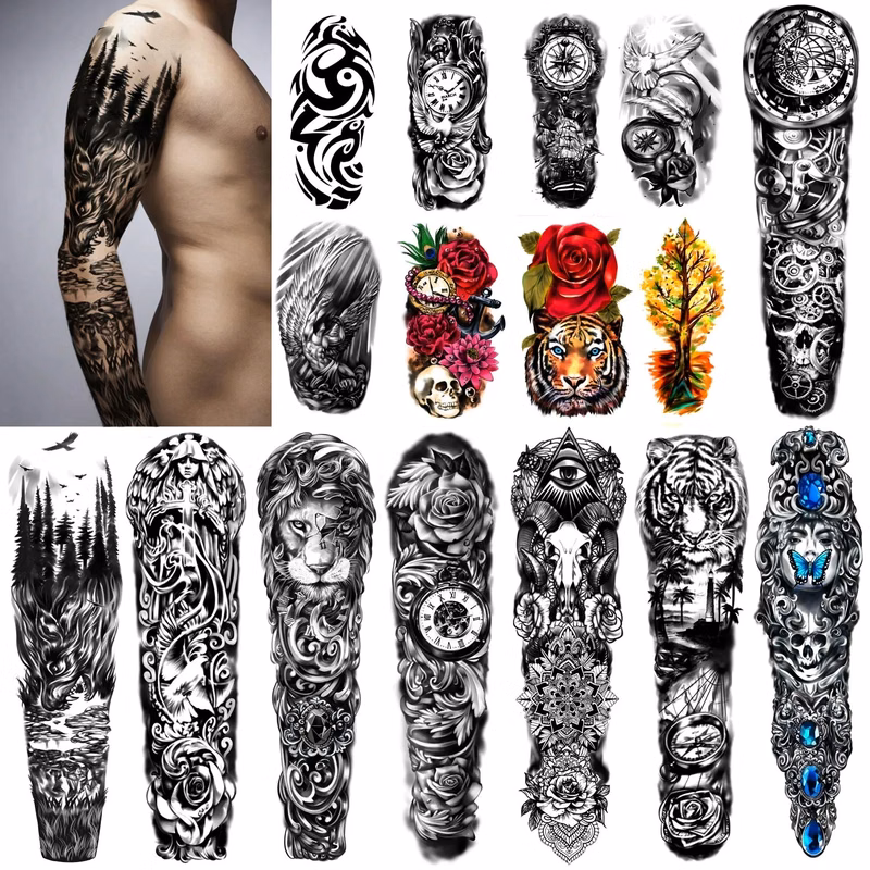 Waterproof Temporary Arm Tattoo Stickers 22.83"X7.1"